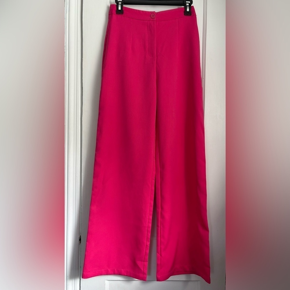 Brave Soul Elegant Pink High Waist Wide-Leg Front Zip Women's Pants Sz: XS